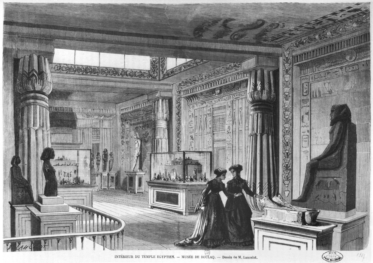 Interieur van de Egyptische Tempel op de Universele Tentoonstelling op het Champ-de-Mars in Parijs, 1867 door Dieudonne Auguste Lancelot