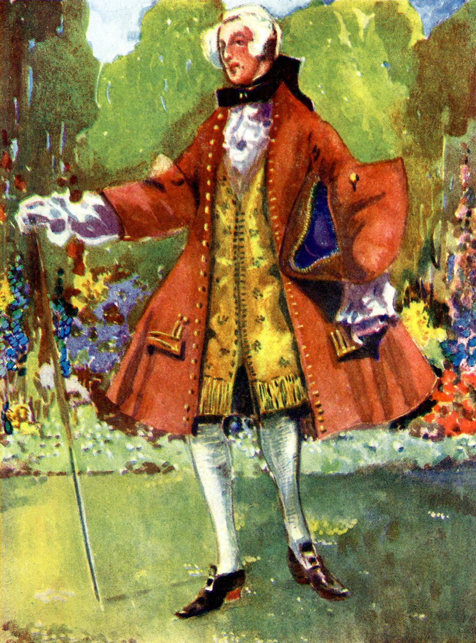 Mannenkostuum in het bewind van George II (1727-1760) door Dion Clayton Calthrop