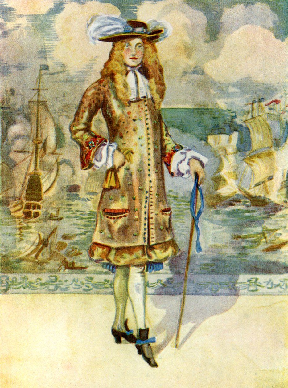 Mannenkostuum in het bewind van Charles II (1660-1685) door Dion Clayton Calthrop