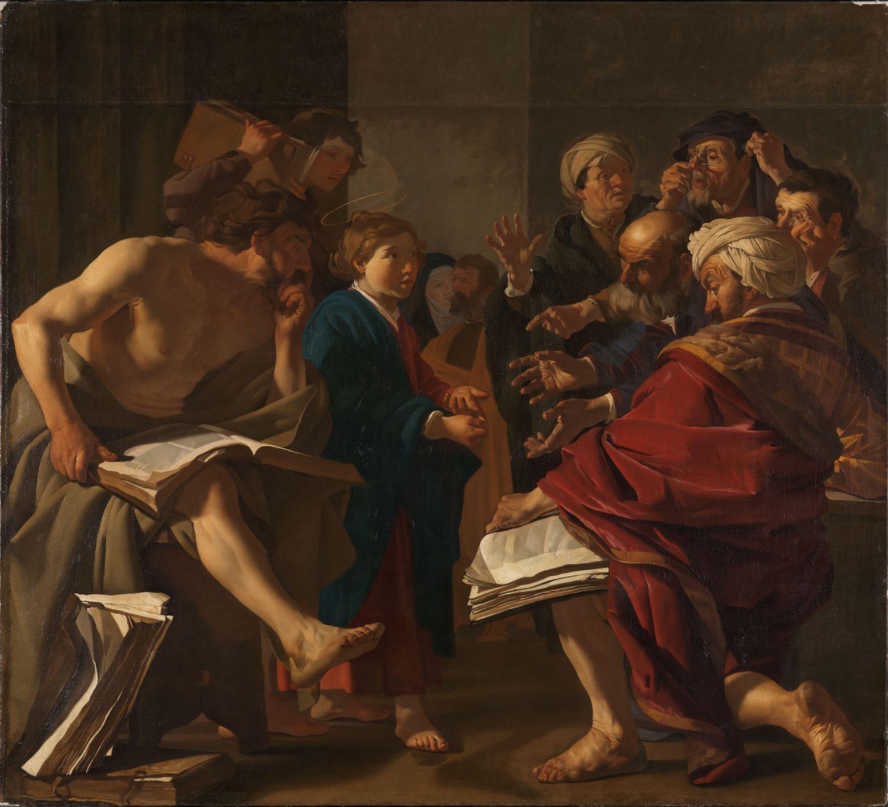 Christus tussen de dokters door Dirck Baburen van
