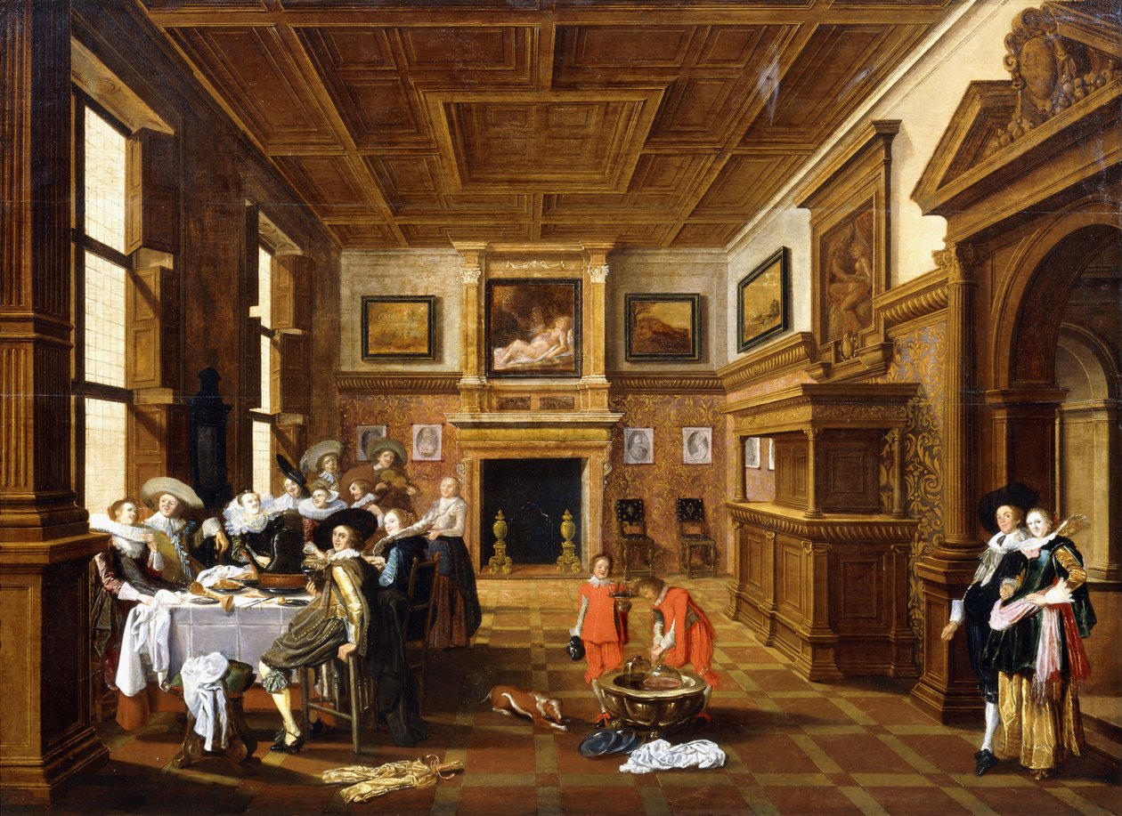 Een vrolijk gezelschap in een interieur door Dirck Hals