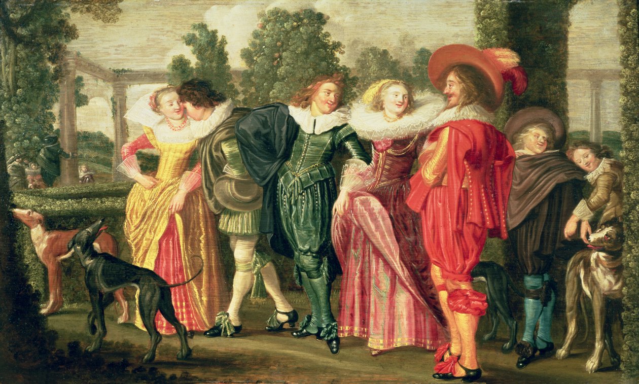 Een wandeling in de tuin, c.1623 door Dirck Hals