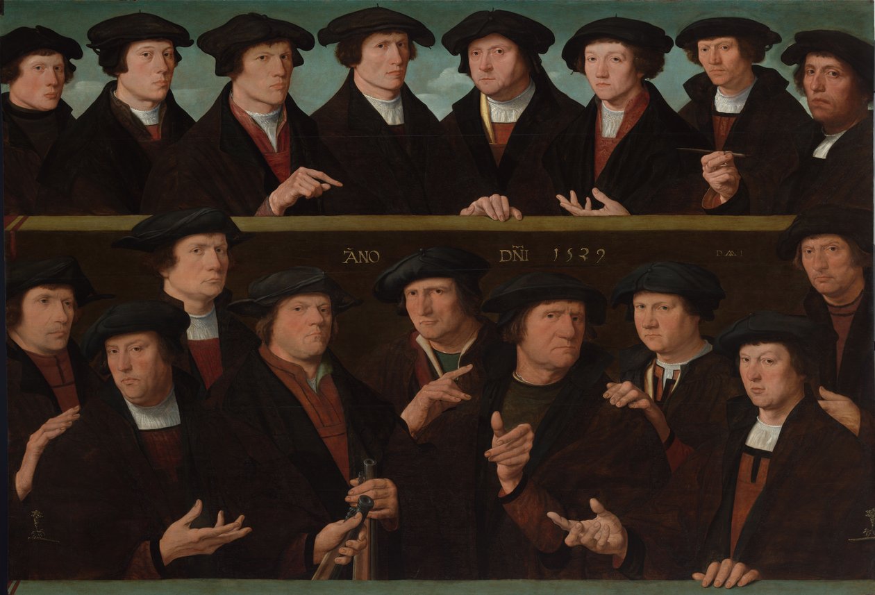 Een groep wachters door Dirck Jakobsz