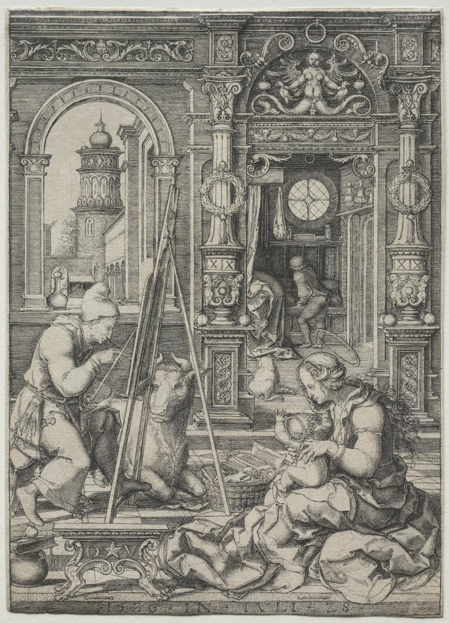 St. Lucas Schildert de Maagd door Dirk Vellert