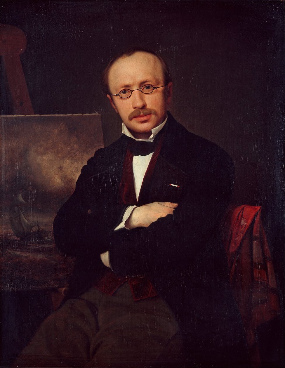 Portret van de schilder Anton Melbye door Ditlev Conrad Blunck