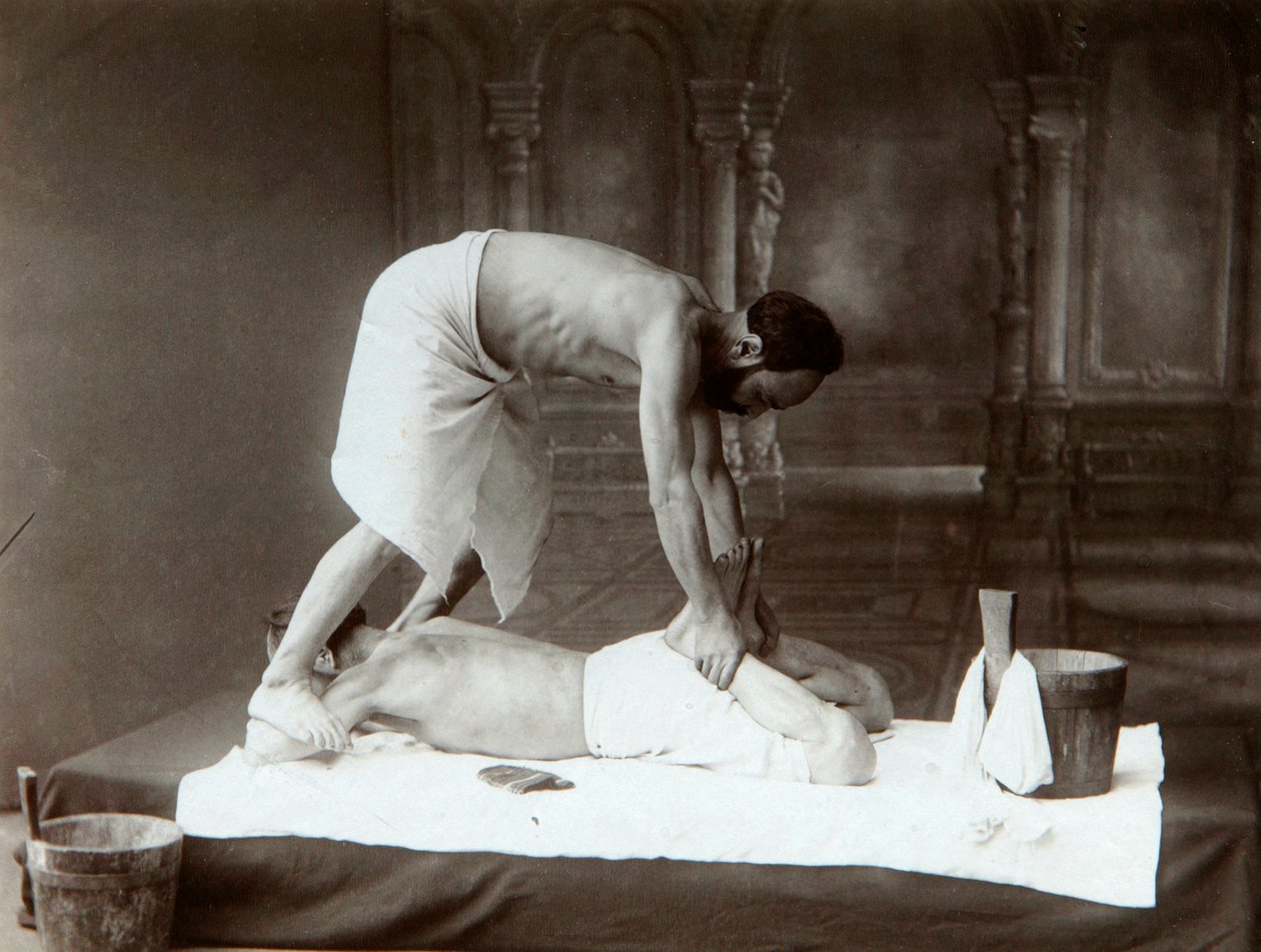 Het Oriëntaalse bad. Massage, 1880s door Dmitri Ivanovich Yermakov