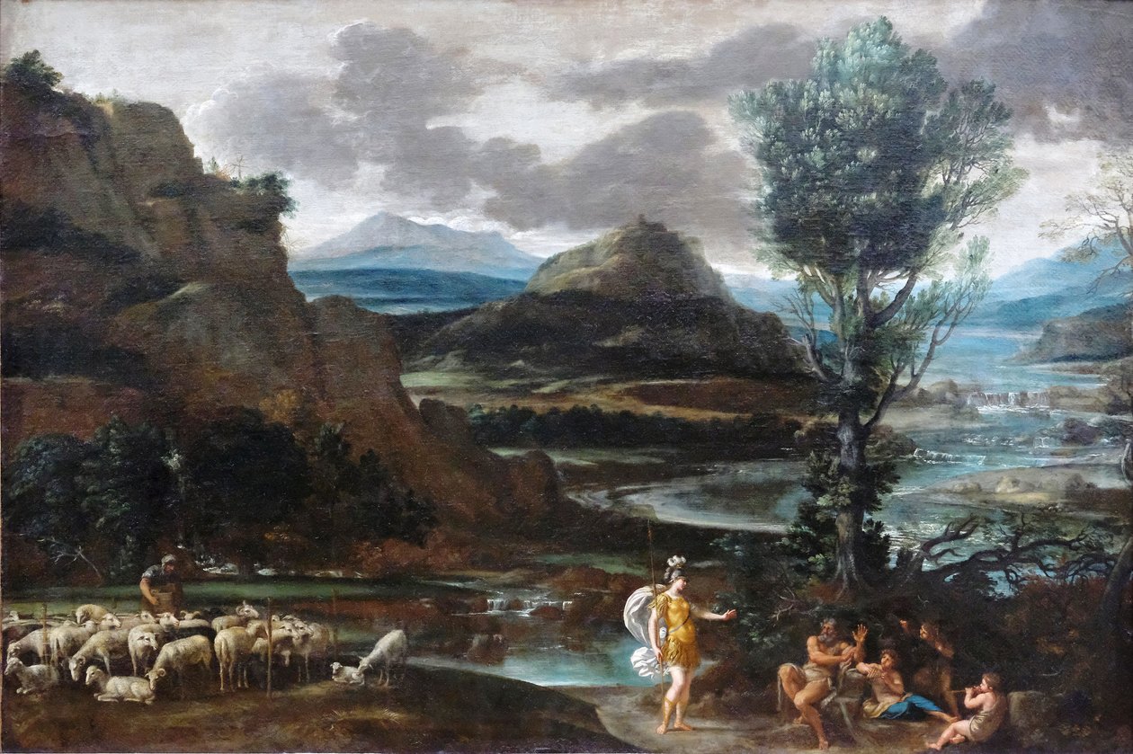 Erminia onder de herders door Domenichino