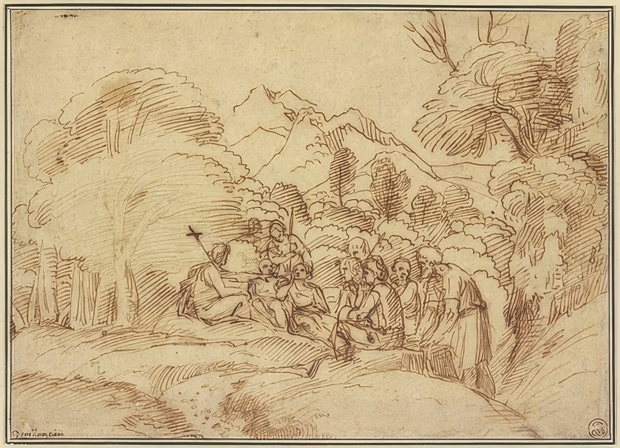 Johannes predikt in de woestijn door Domenichino