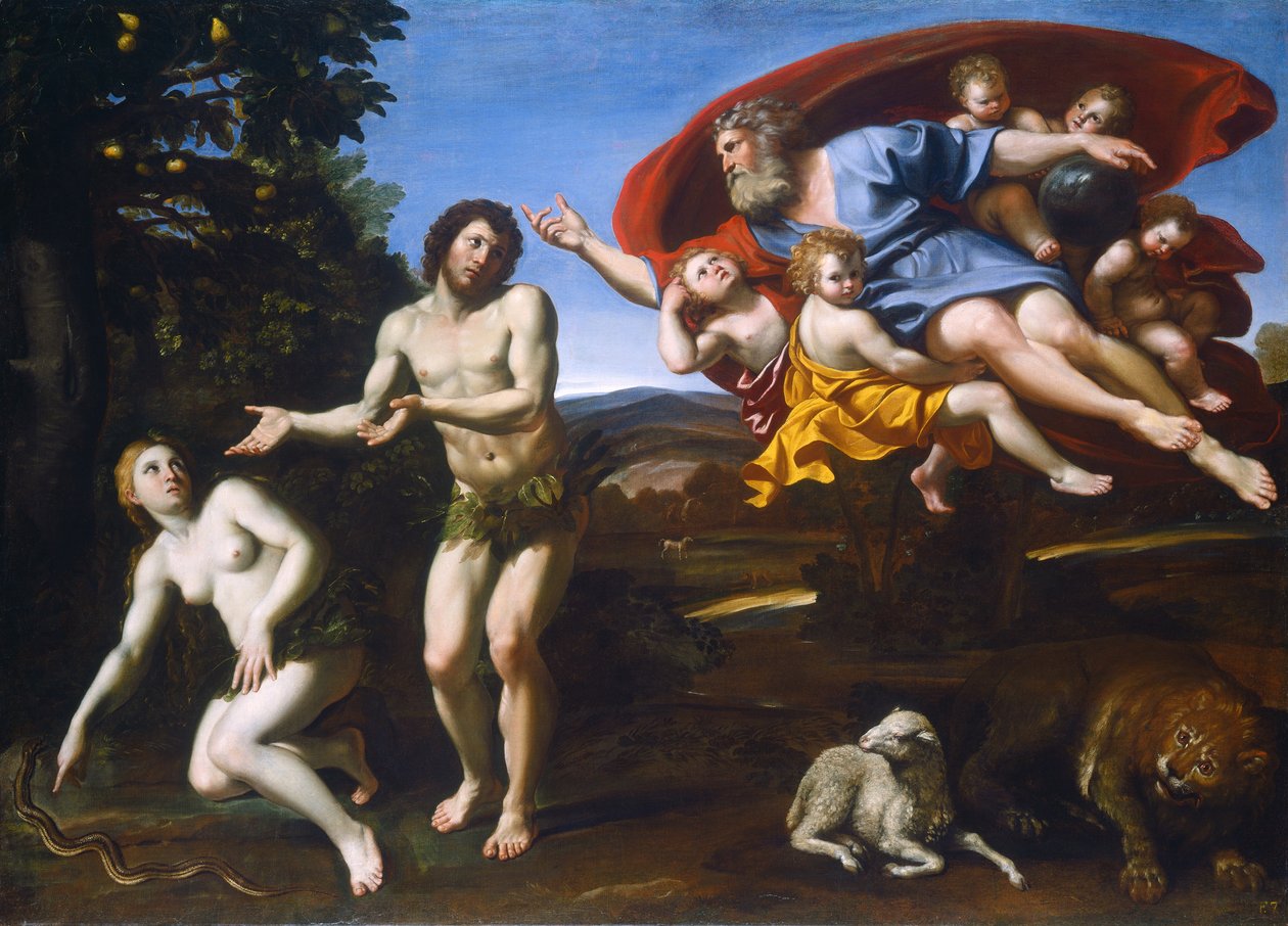 De berisping van Adam en Eva door Domenichino