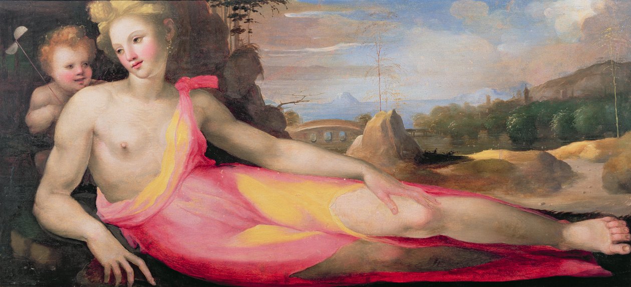Venus en Cupido, ca. 1519 door Domenico di Pace Beccafumi  