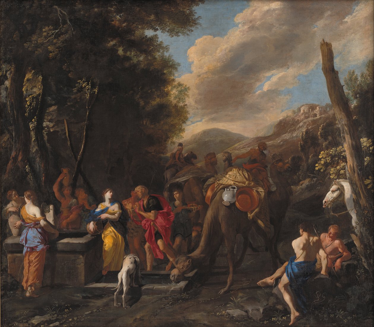 Rebecca en Eliezer bij de bron door Domenico Gargiulo