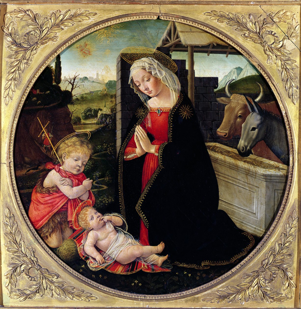 Madonna en Kind met Johannes de Doper door Domenico Ghirlandaio