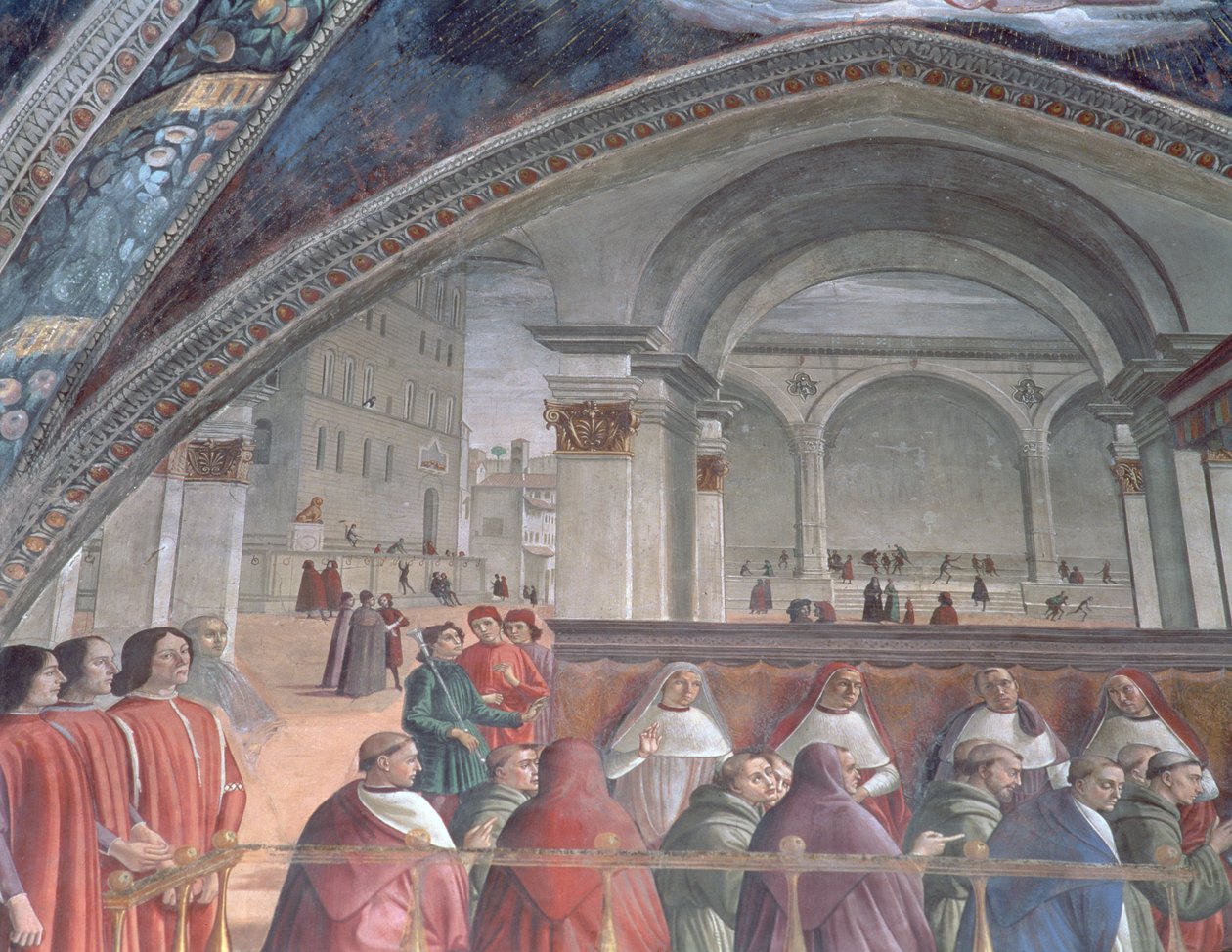 De Loggia en Palazzo della Signoria, Sassetti Kapel (detail) door Domenico Ghirlandaio