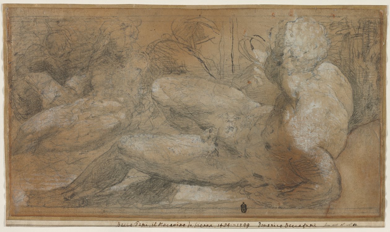 Drie Mannelijke Naakten, ca. 1540-1547 door Domenico Beccafumi