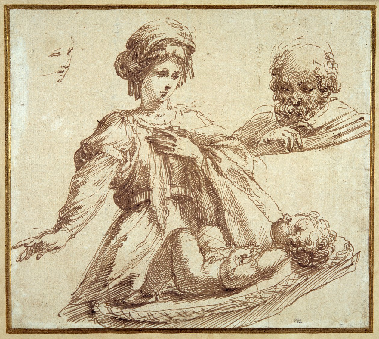 De Heilige Familie door Domenico Campagnola