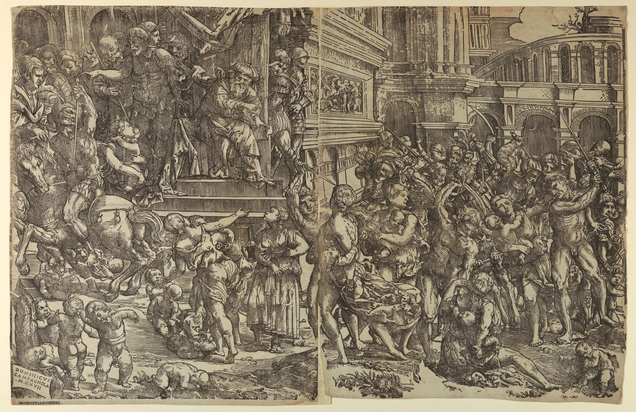 De Slachting van de Onschuldigen door Domenico Campagnola