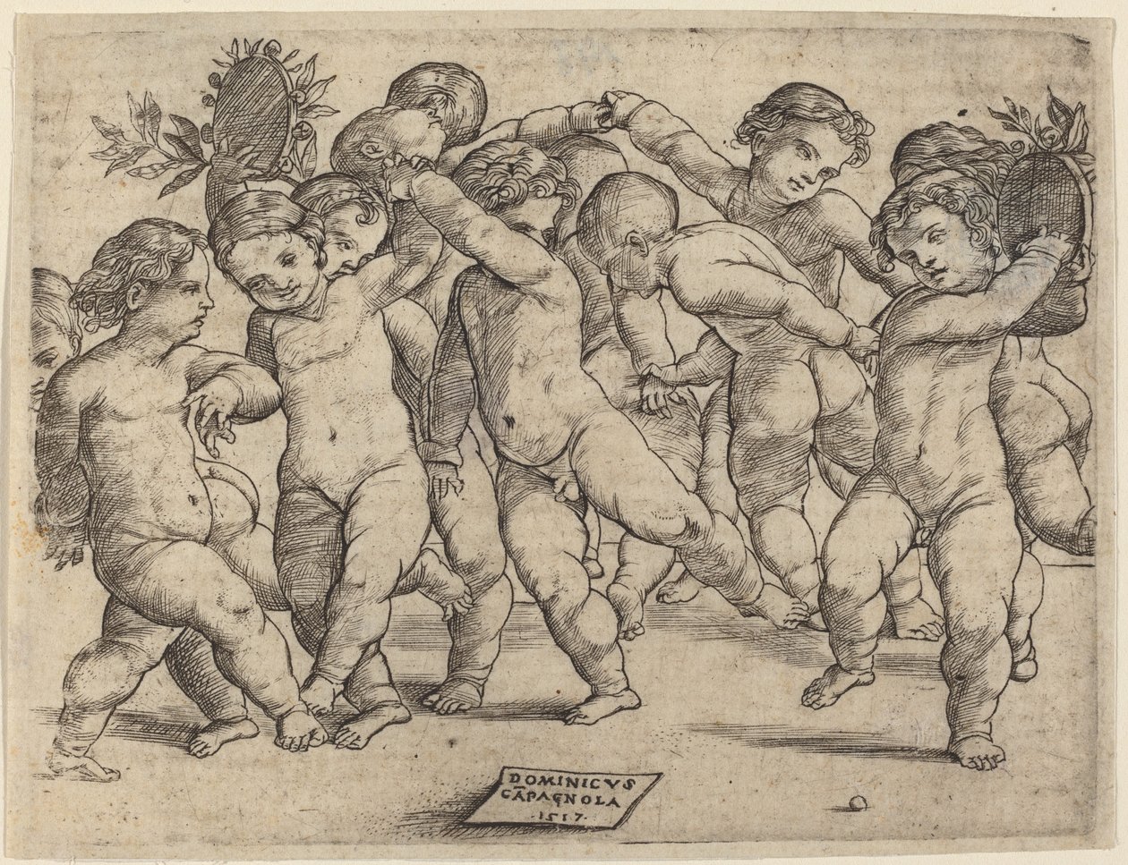 Twaalf Kinderen die Dansen door Domenico Campagnola