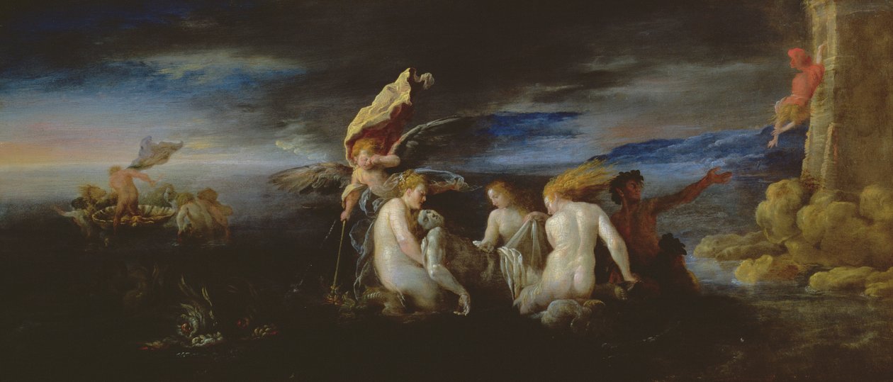 Hero en Leander door Domenico Fetti or Feti