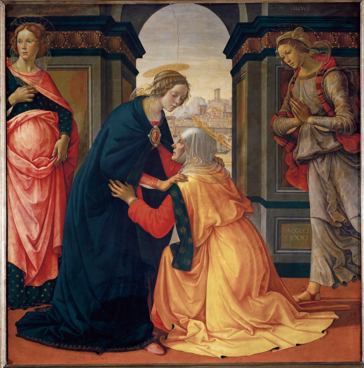 De visitatie tussen Marie-Jacobie en Marie-Salome ... door Domenico Ghirlandaio
