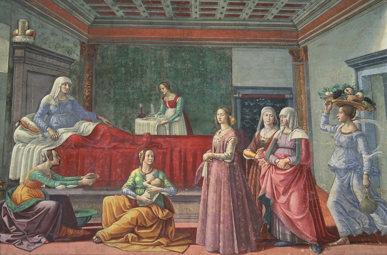 De Geboorte van Johannes de Doper door Domenico Ghirlandaio