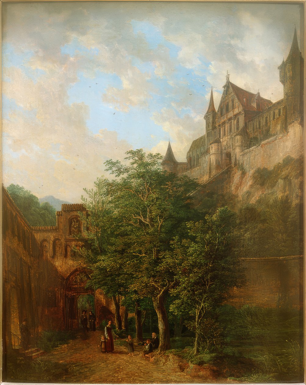 Kasteel Trausnitz bij Landshut door Domenico II Quaglio