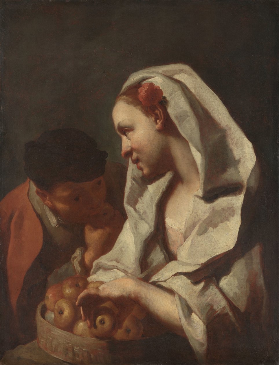 Meisje dat Fruit Verkoopt door Domenico Maggiotto (attributed to)