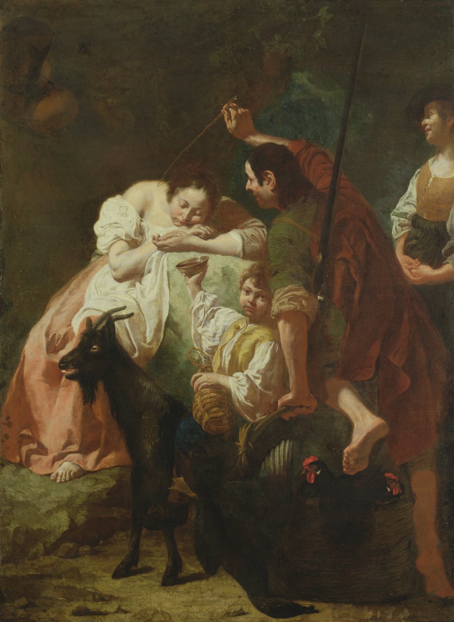 Een Slapende Herderin door Domenico Maggiotto