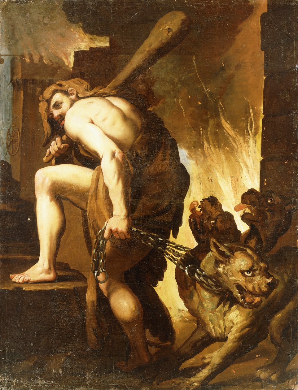 Hercules sleept Cerberus uit de hel door Domenico Pedrini