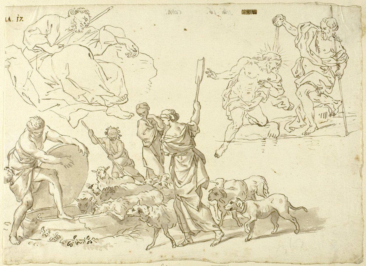 Schetsen van religieuze scènes door Domenico Piola