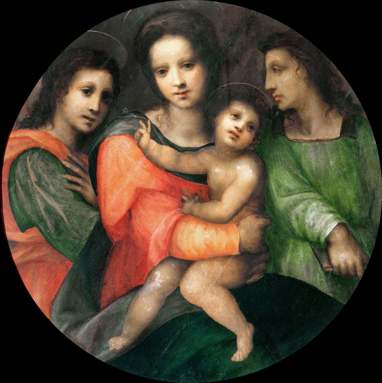 Madonna en Kind met twee engelen door Domenico Puligo