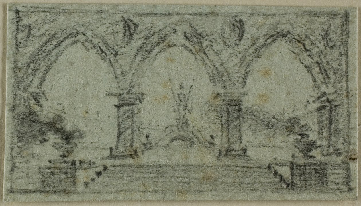 Portiek met gotische bogen door Domenico Quaglio