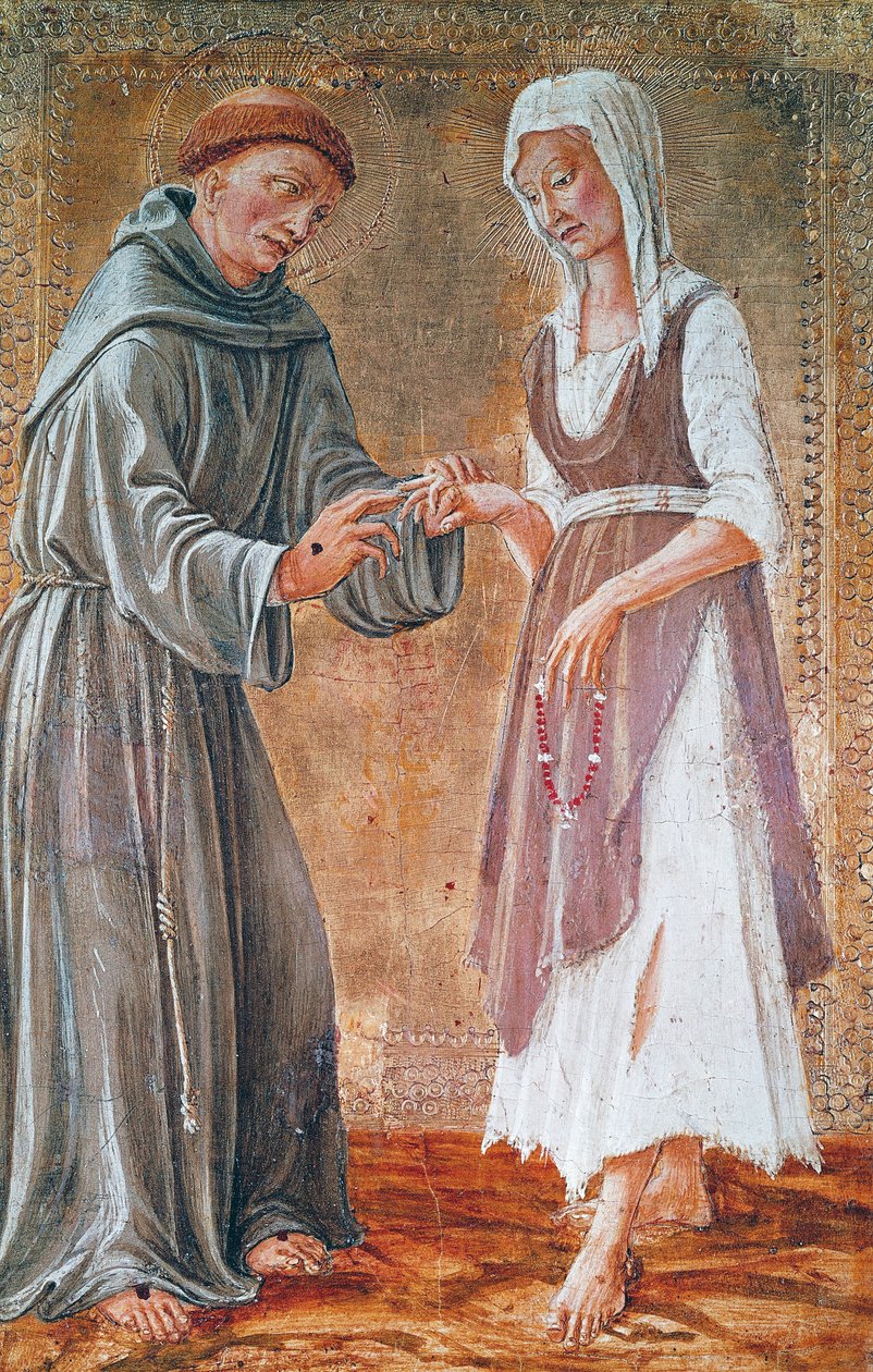 Sint Franciscus trouwt met armoede door Domenico Veneziano