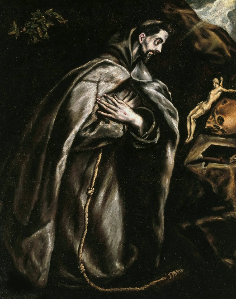 Sint Franciscus aan het bidden, ca 1595 door Dominico El Greco