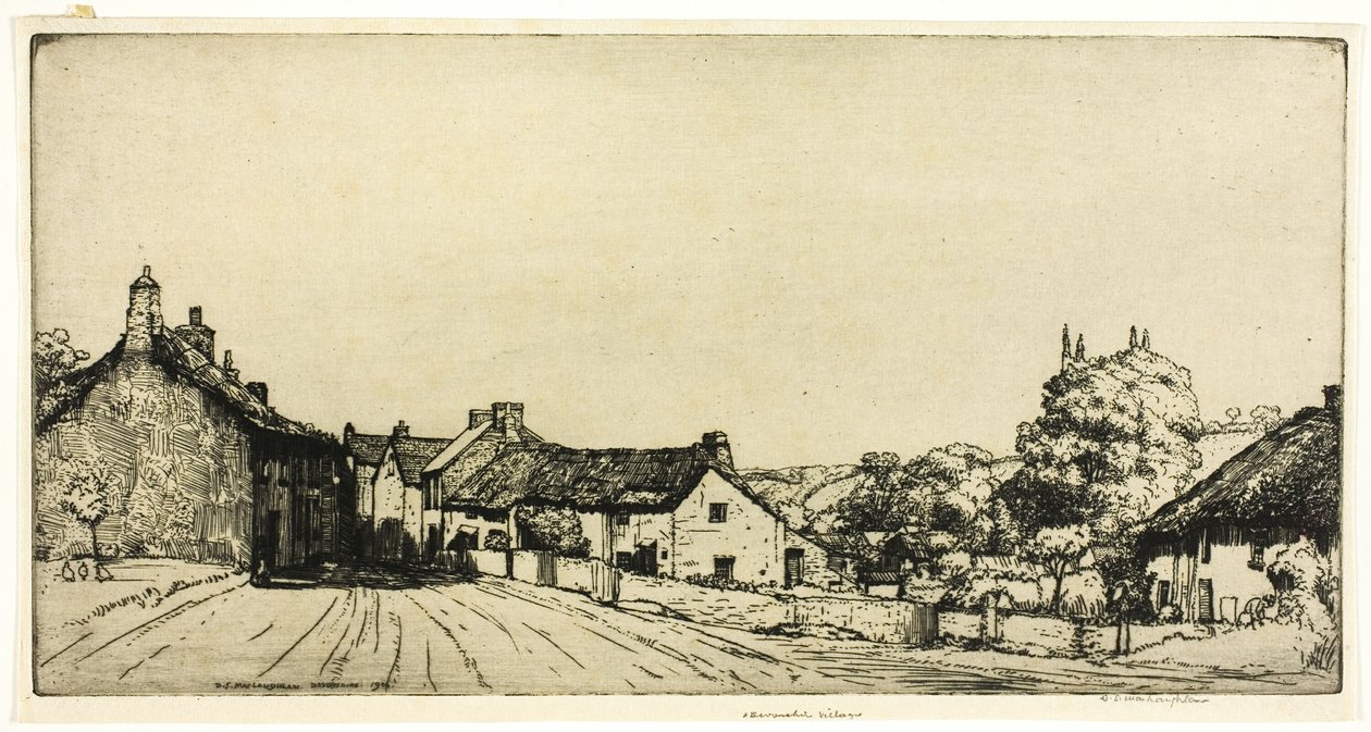 Dorp in Devonshire door Donald Shaw MacLaughlan