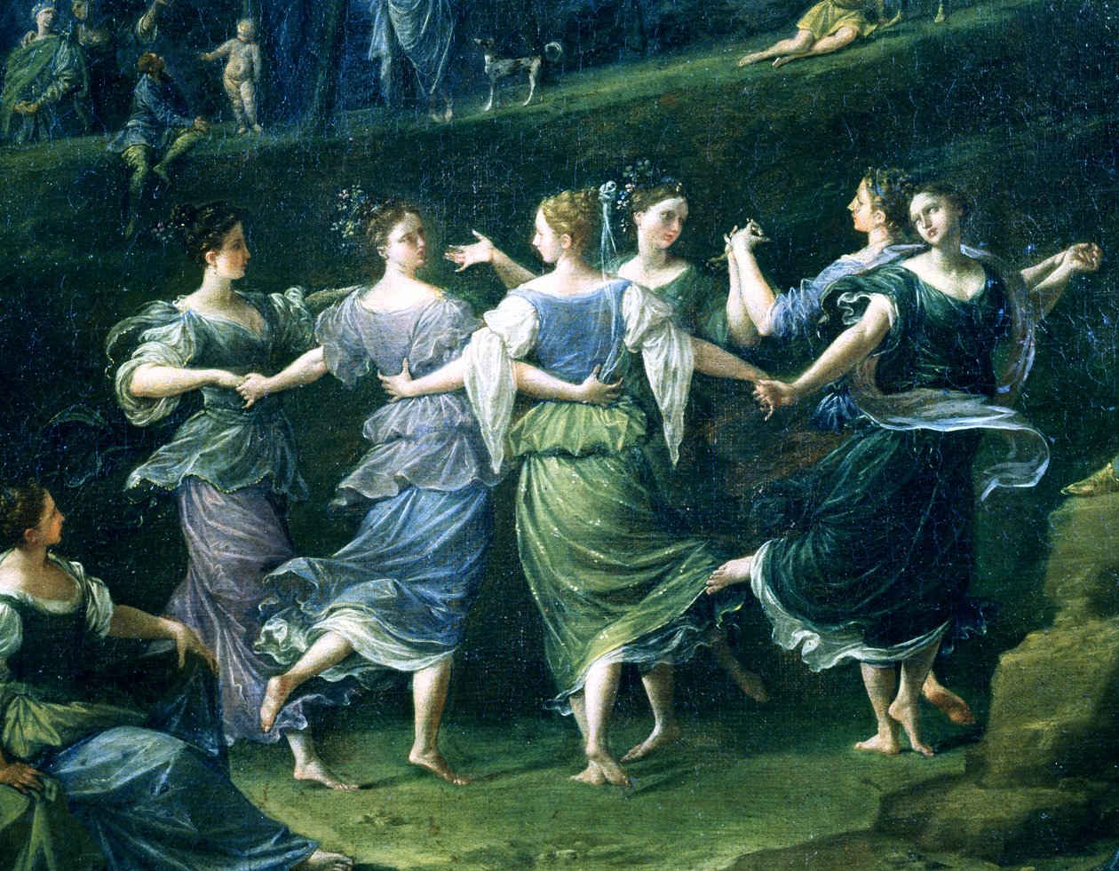 Dansers, detail van Dans van Nimfen, 1724-25 door Donato Creti