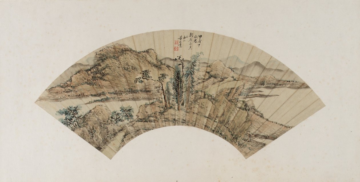 Berglandschap, Qing-dynastie, 1754 door Dong Bangda