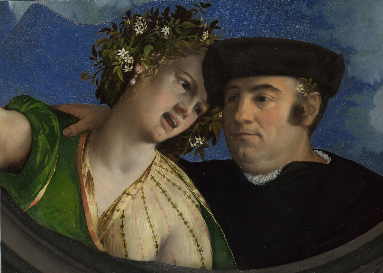 Een Man die een Vrouw Omhelst, ca 1524 door Dosso Dossi