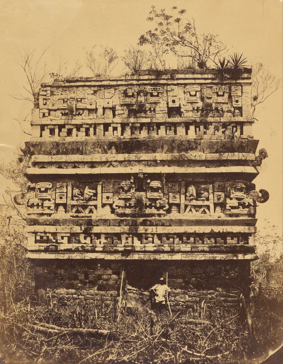 Chichén-Itzá- Rechtervleugel van het Nonnenpaleis door Désiré Charnay