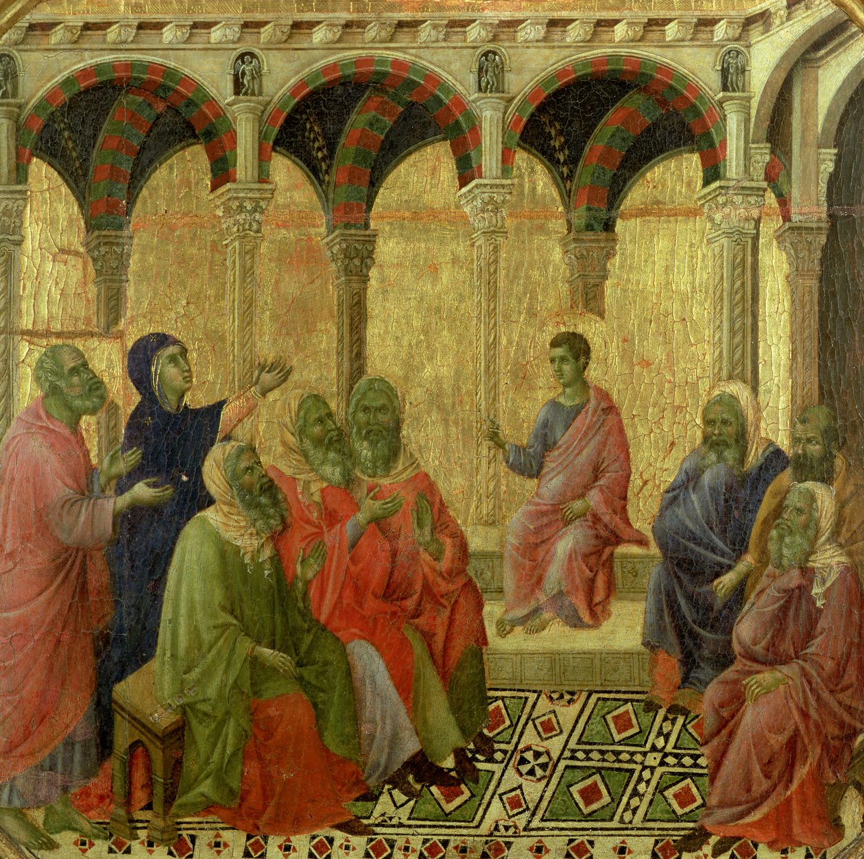 Maesta: Christus onder de dokters, 1308-11 door Duccio di Buoninsegna