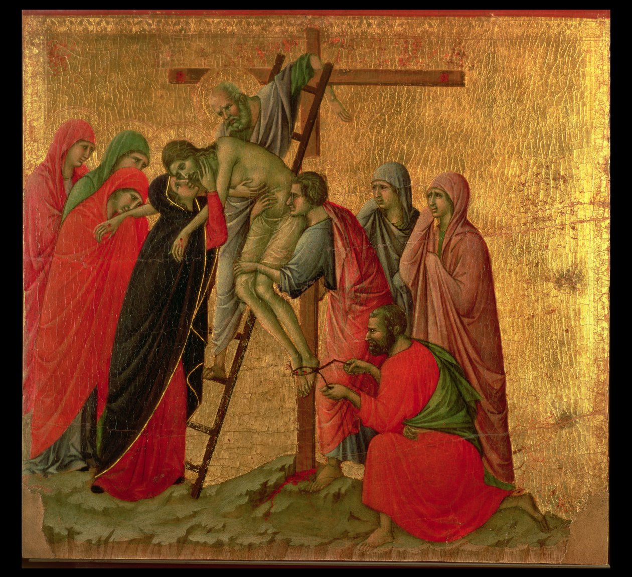 Maesta: Kruisafneming, 1308-11 door Duccio di Buoninsegna