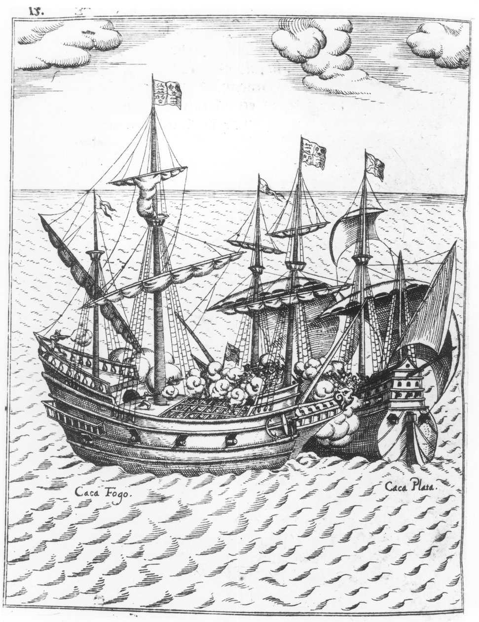 Een Spaanse Schatboot Geplunderd door Francis Drake (c.1540-96) in de Stille Oceaan door Dutch School