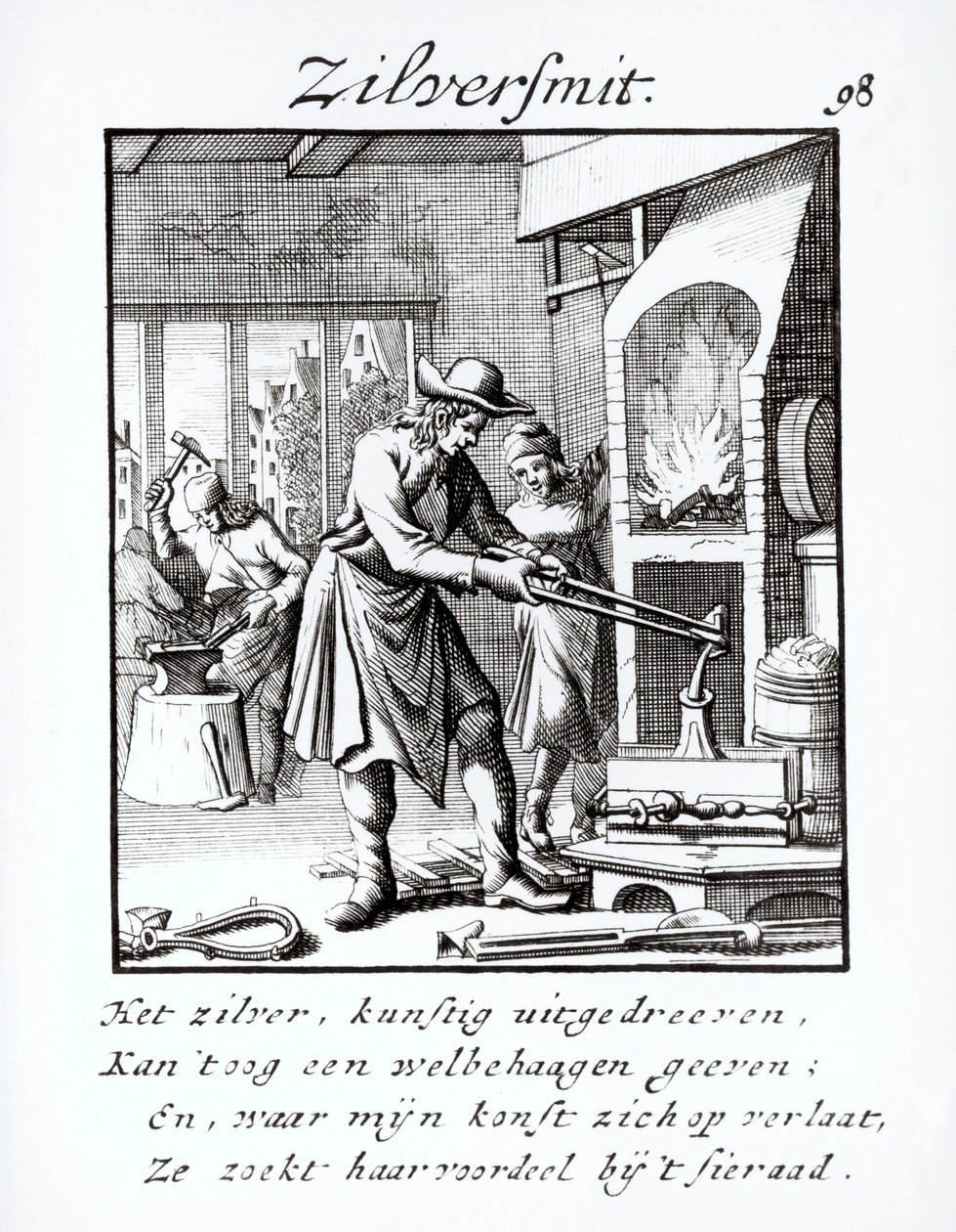 De zilversmid, 1718 door Dutch School