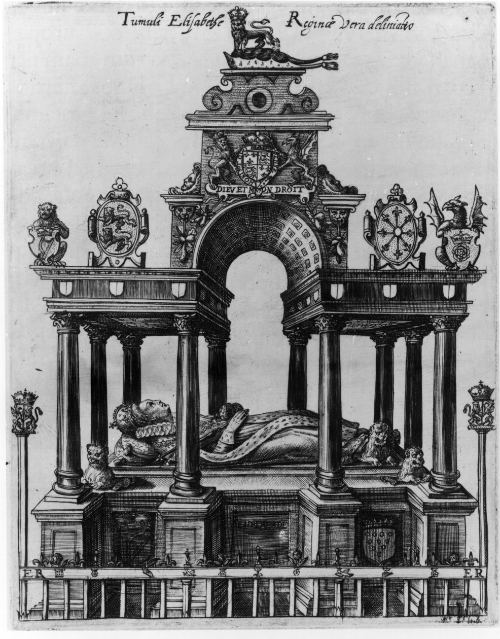 Het graf van Elizabeth I, 1620 door Dutch School