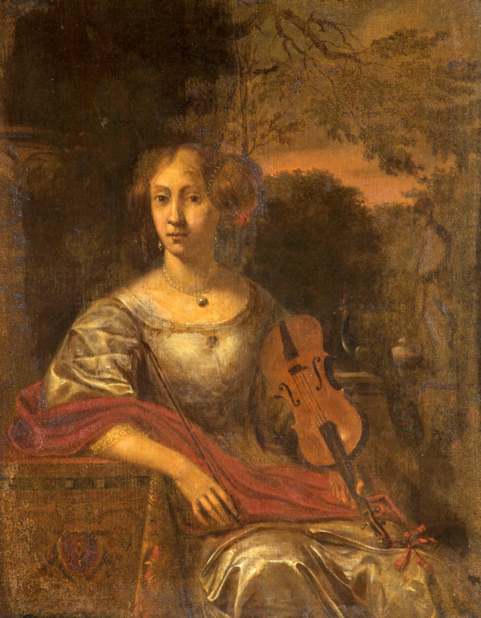 Dame met een viool, ca. 1675 door Dutch School