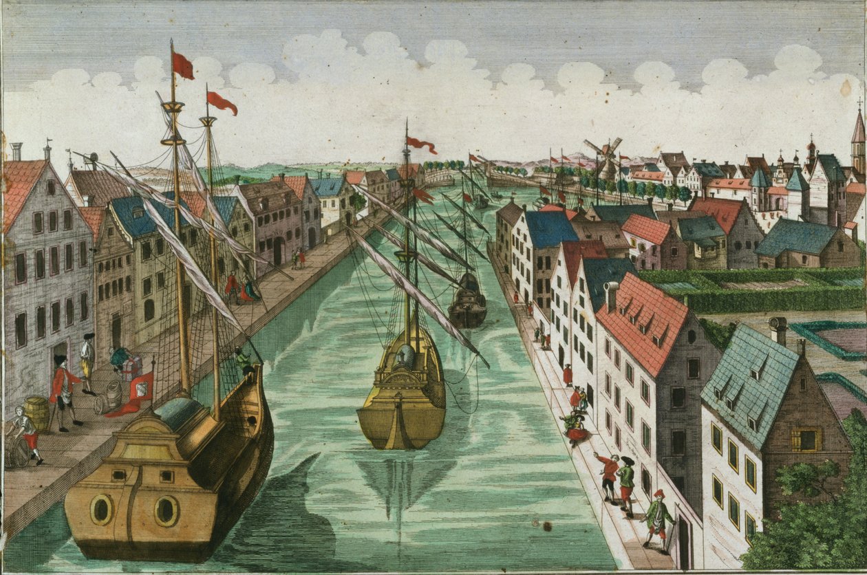 Uitzicht op de Kettelpoort in Delft door Dutch School