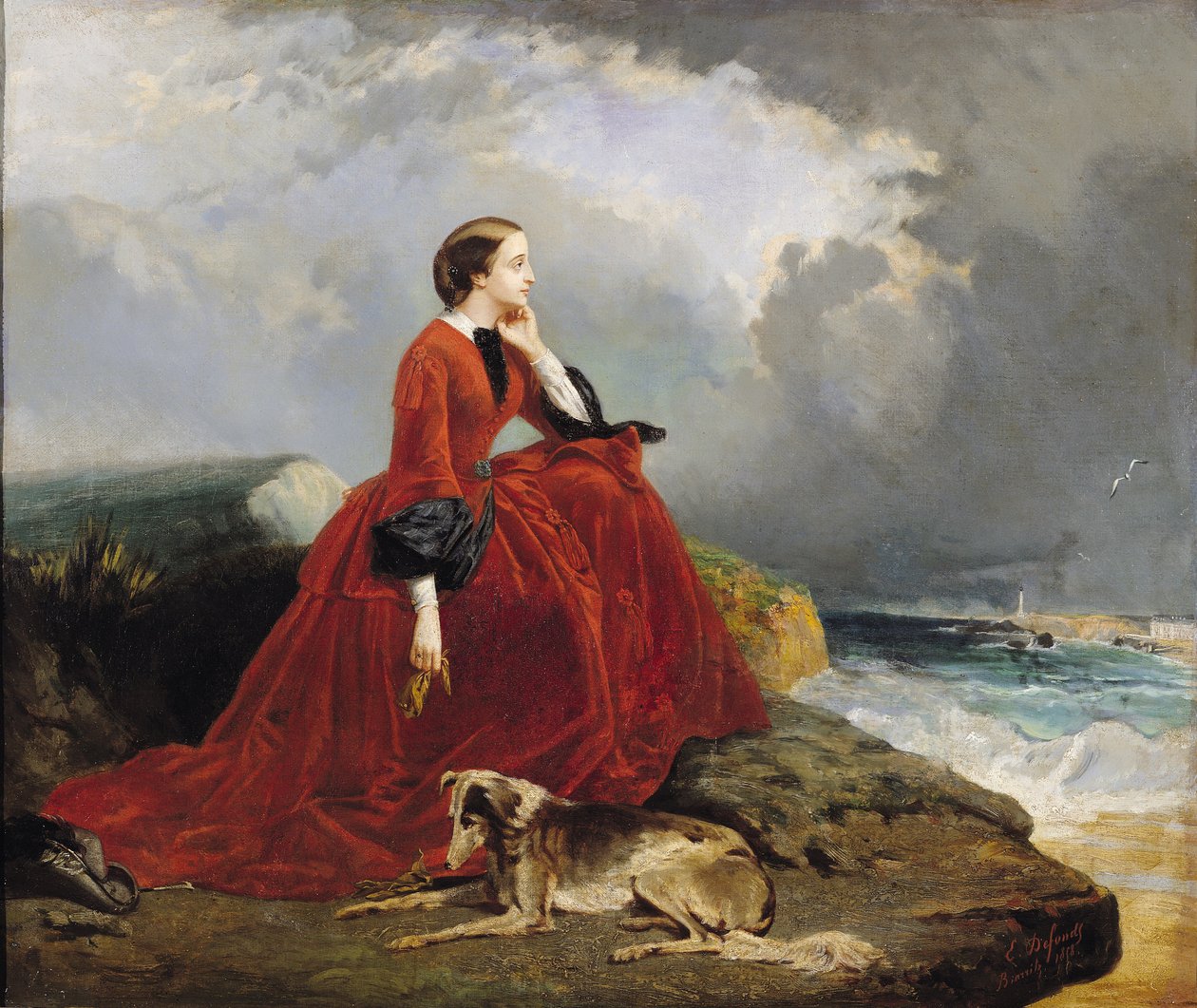 Keizerin Eugenie (1826-1920) in Biarritz, 1858 door E. Defonds