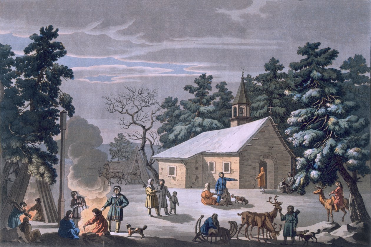 Samojeden op een nachtelijke kermis in Obdorsk, 1812-13 door E. Karnejeff