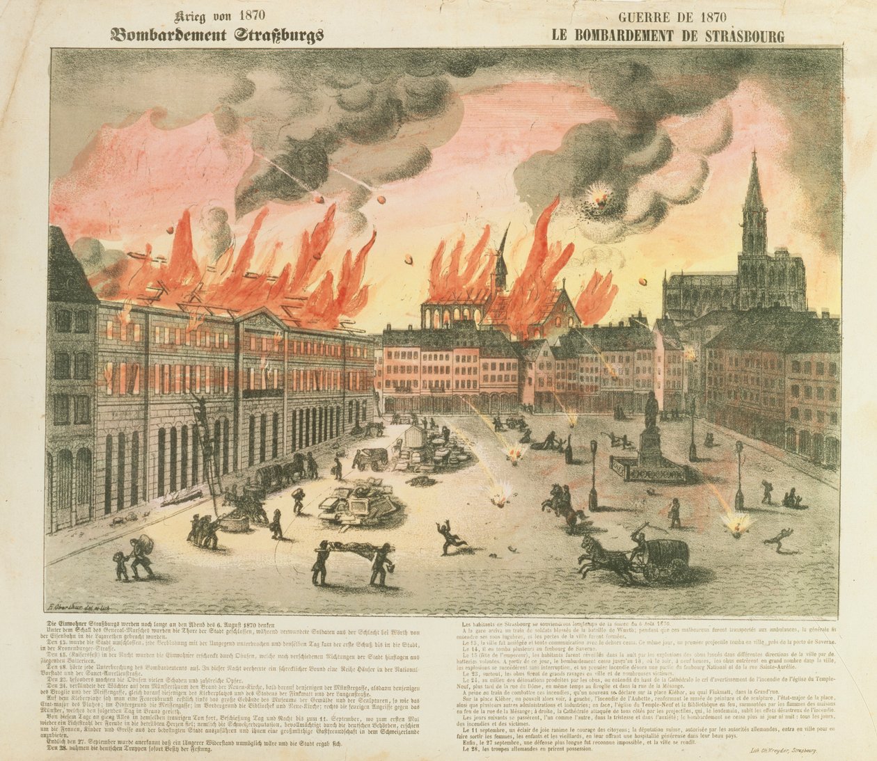 Bombardement van Straatsburg, 24-27 augustus 1870, troepen uit Baden geleid door Generaal von Werder, gepubliceerd door Ch. Kreyder, Straatsburg, 1870 door E. Oberthur