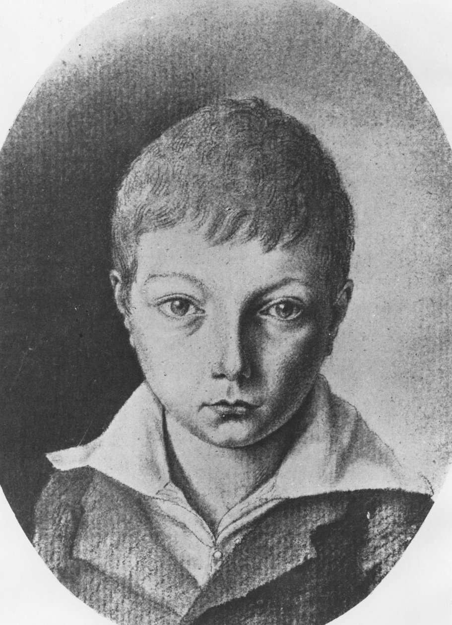 Portret van Charles Augustin Sainte-Beuve, 9 jaar oud door E. de Bonnieres