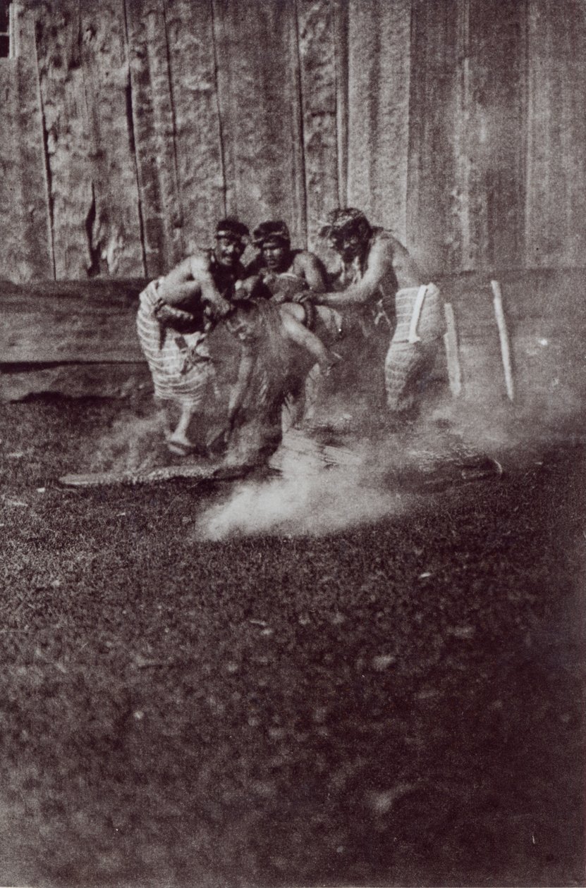 Nunhltstistlahl Qagyval, een ritueel van de Amerikaanse Indianen, 1914 door E.J. Curtis